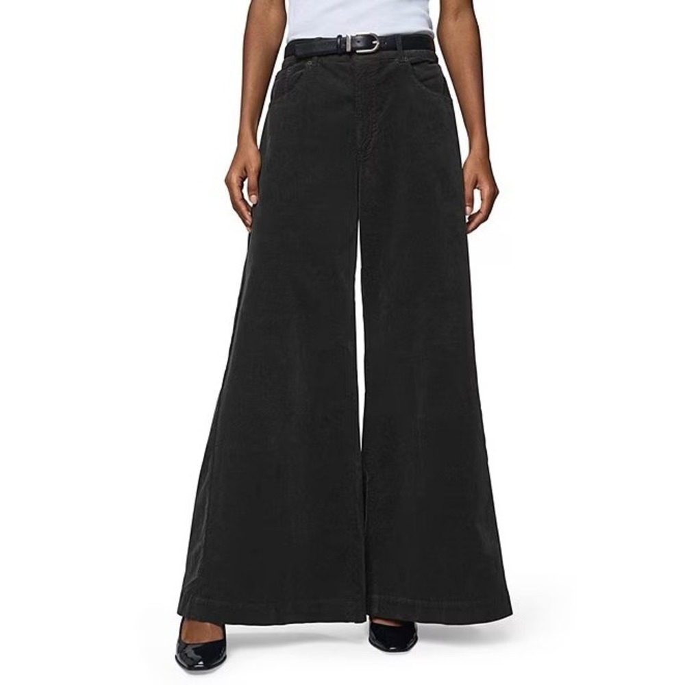 Splendid Wide Leg Monroe Corduroy Pants Black S Soft Stretch‎ NWOT Women's